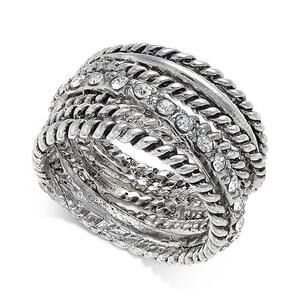 INC International Concepts Boho Textured Pavé Statement Ring Size 6